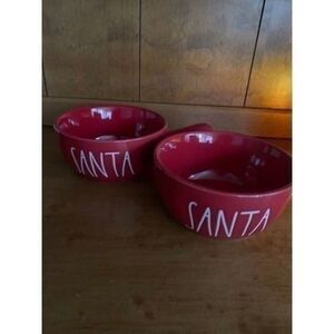 Rae Dunn "SANTA" Red Cereal / Chili / Soup Bowl with Handle